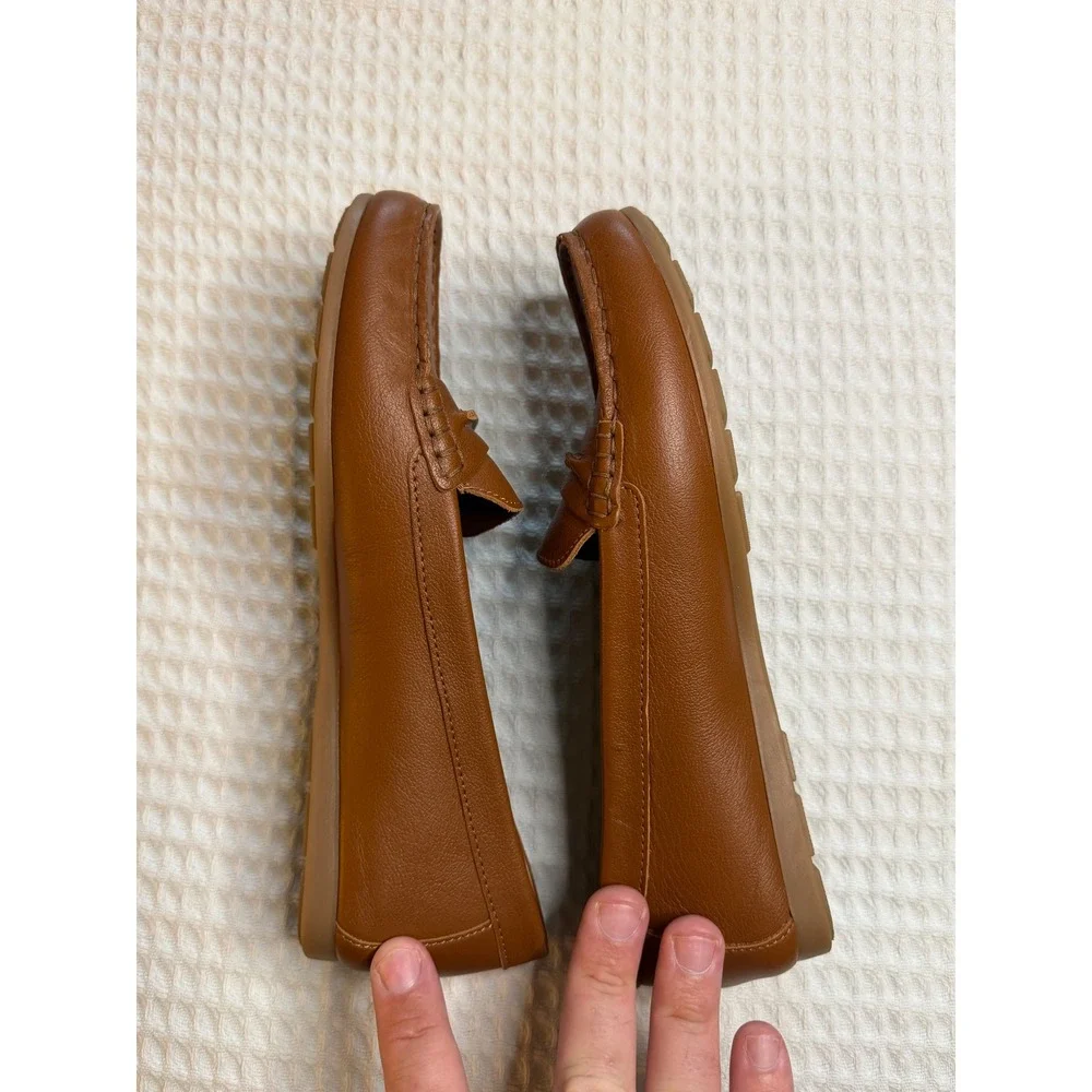 Coach and Four Penny Loafers Women 6.5M Brown Leather Made in Italy Moc Toe